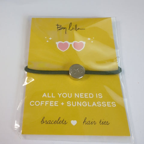 By Lilla - Message Hair Tie Bracelet - all you need is coffee and sunglasses