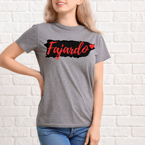 VERUCASTYLE Women's Sparkly Puerto Rico Town Pride CVC cotton Grey blend T-shirt