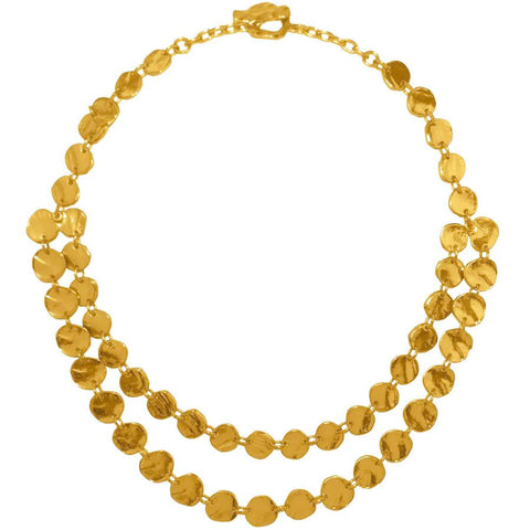 KARINE SULTAN Hammered Disc Double Row Collar Necklace