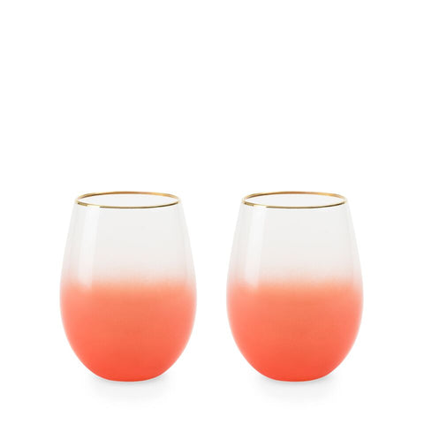 Blush - Stemless Wine And Cocktail Bougainvillea set of 2 glasses