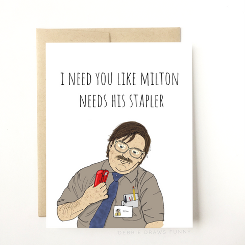 Debbie Draws Funny - NEW! I Need You Funny Card, Funny Office Card, Friend Card
