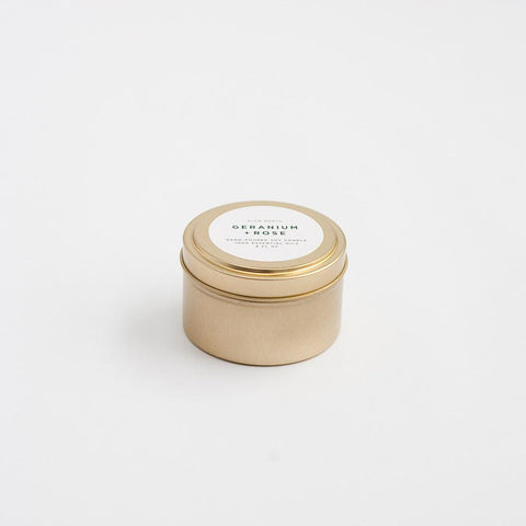 Slow North - Travel Tin Candles | Geranium + Rose (6 oz.)