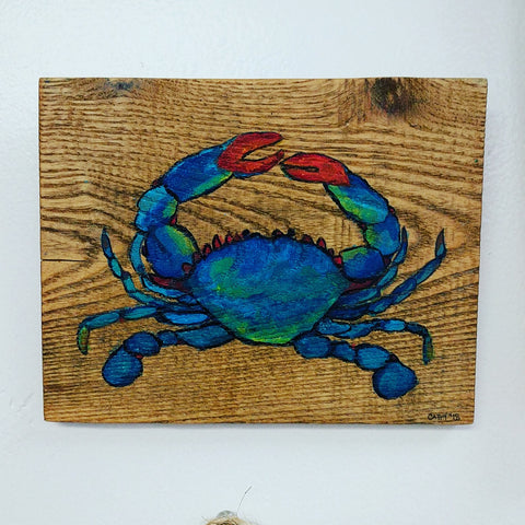 Cathy Zavorskas Hand Painted Crab Wooden Tile