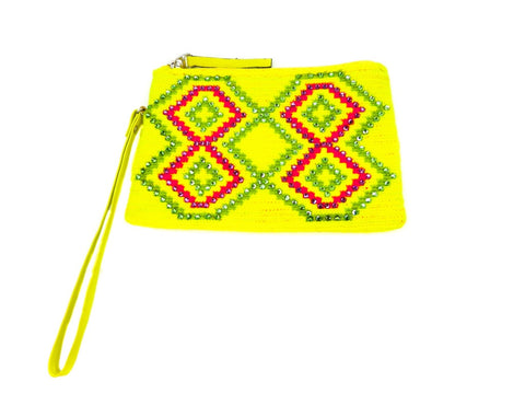 LUXCHILAS 'WRISTCHILA' Yellow Crystals Wristlet