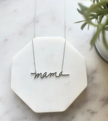Pretty Simple "Mama" Necklace - Silver