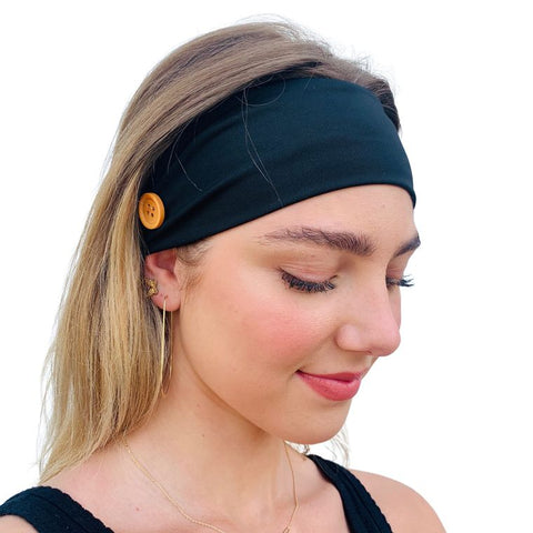 Original Headband with buttons / BLACK / Holds Face Mask in Place
