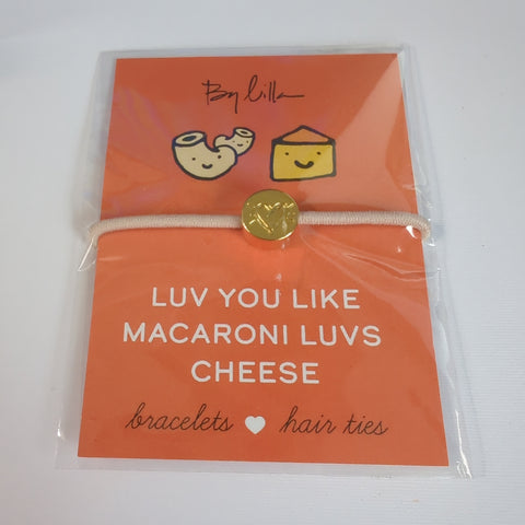 By Lilla - Message Hair Tie Bracelet - love you like macaroni loves cheese