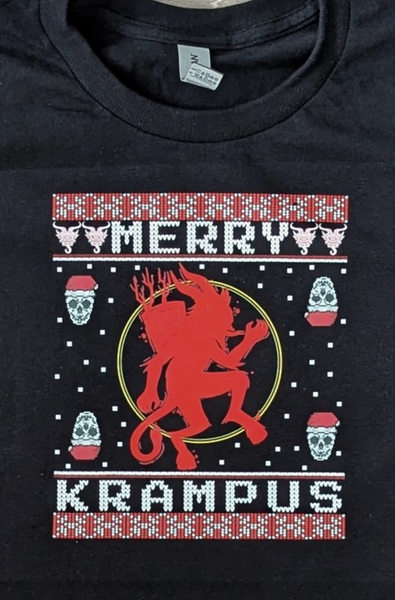 VERUCASTYLE "Merry Krampus"  Sweater style print Unisex Black Cotton T-Shirt