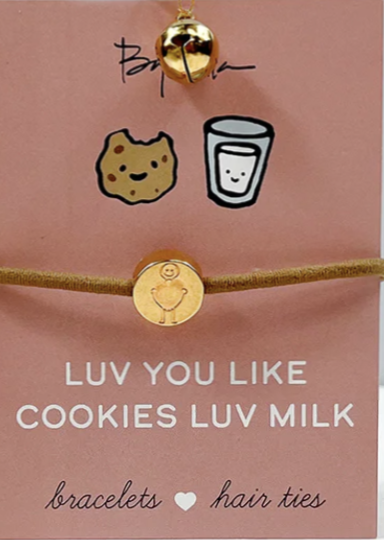By Lilla - Message Hair Tie Bracelet - luv you like cookies luv milk