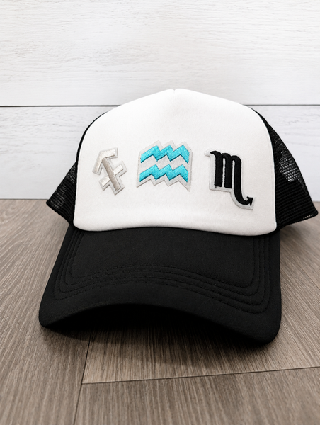 "The Big Three" Astrology Sun, Moon, Rising Customizable Trucker Hat