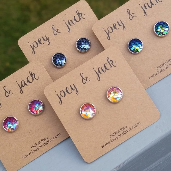 joey & jack - Mermaid Scale Joey Studs - Pink, Teal, Iridescent