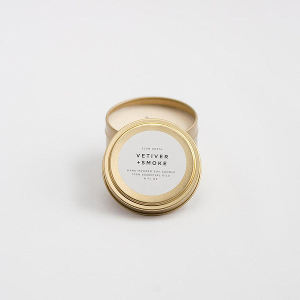 Slow North - Travel Tin Candles | Vetiver + Smoke (6 Oz)