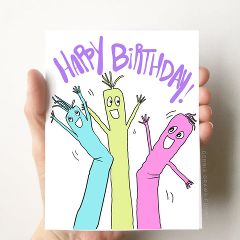Debbie Draws Funny - Inflatable Tube Men Birthday Card
