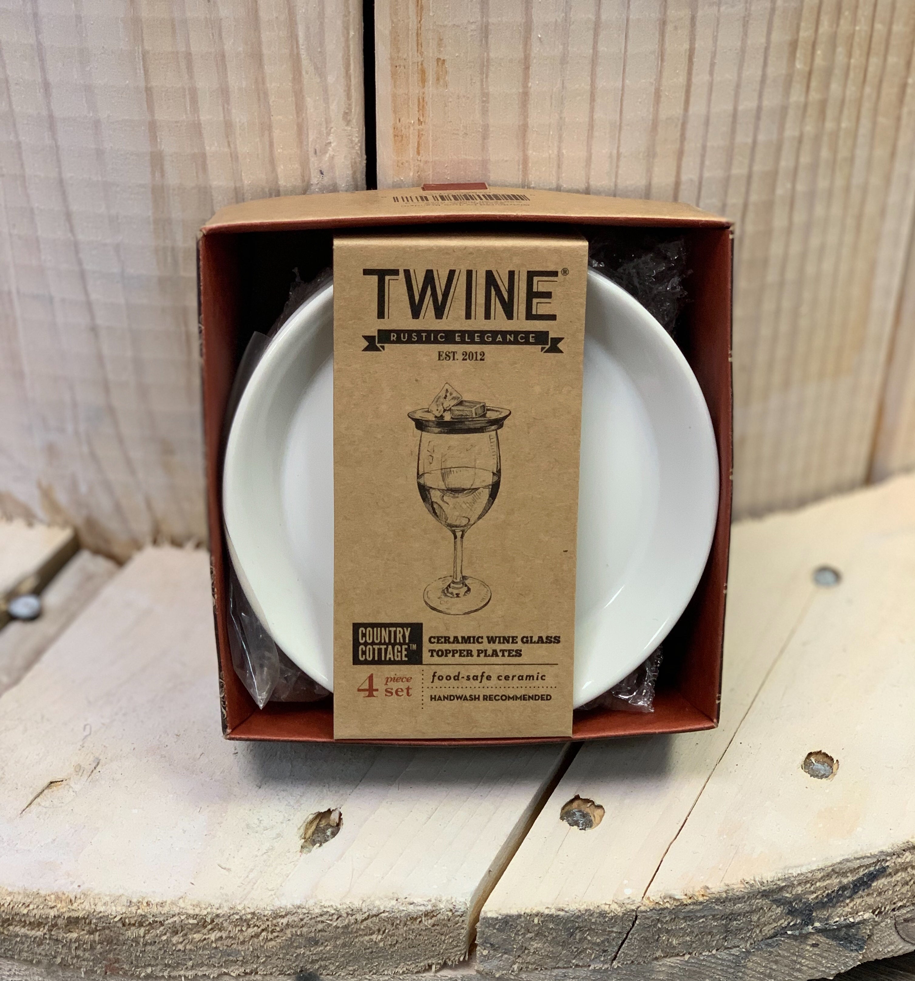 Twine Rustic Farmhouse Wine Glass Topper Appetizer Plates - Set of 4 –  VERUCASTYLE