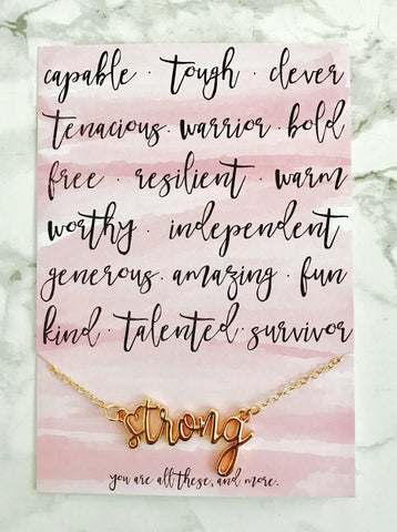 Fun Club - Gold "Strong" Inspirational Necklace
