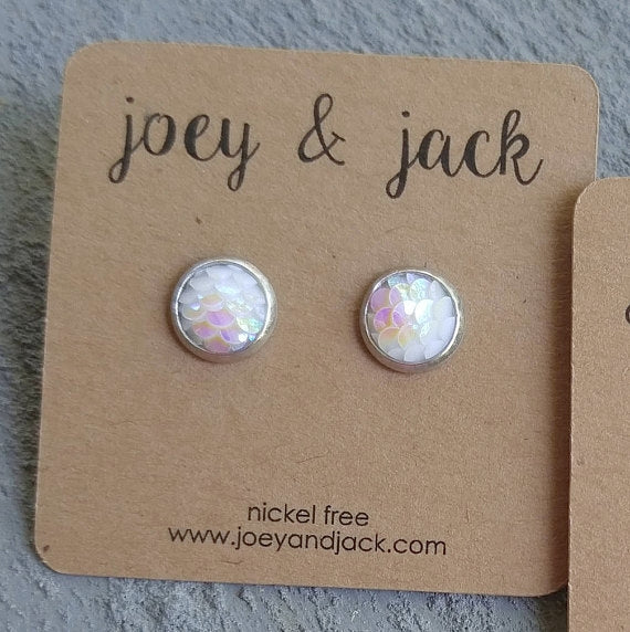 joey & jack - Mermaid Scale Joey Studs - Pink, Teal, Iridescent