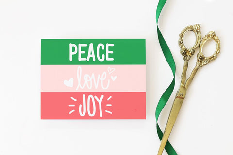 When it Rains Paper Co. - Peace Love Joy  Holiday Card - Box of 8