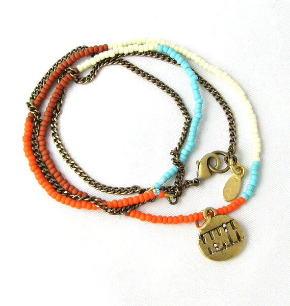 MELVIN 'Bravery' Seed Bead Charm Necklace