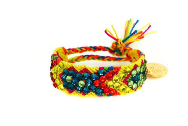LUXCHILAS "Crystals" Woven Rainbow Boho Bracelet