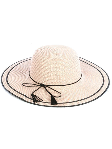 OOH LA LA "SUMMER LOVIN" Wide Brim Beige Beach Hat