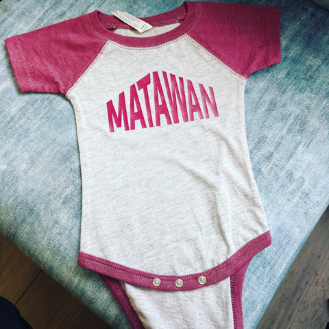 VerucaStyle "Matawan" Maroon and Grey Raglan Infant Onesie
