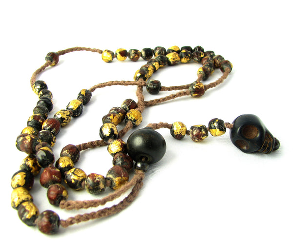 CHERYL DUFAULT Skull Beaded Extra Long Necklace