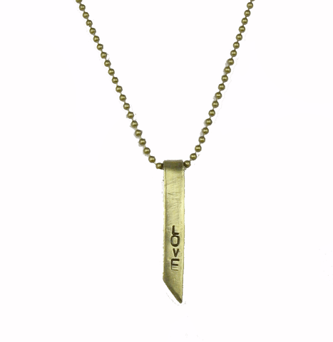 JENOWADE 'Talon' Love Stamped Stick Drop Necklace