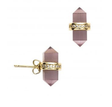 MELANIE AULD Cat's Eye Crystal Cut Stud Earrings