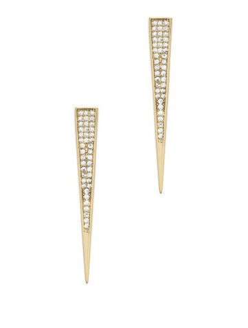 MELANIE AULD Triangle Elongated Pave Stud Earrings