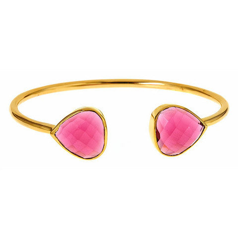 MARGARET ELIZABETH Teardrop Fuschia Quartz Open Cuff Bracelet