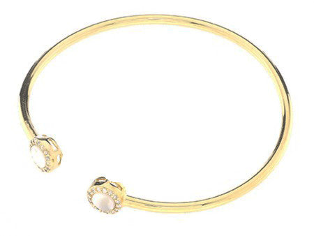 NYLA*STAR 'MOP' Pave Rimmed MOP Slice Ends Cuff