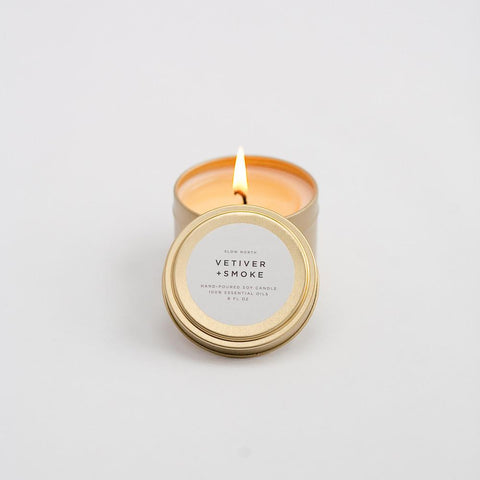 Slow North - Travel Tin Candles | Vetiver + Smoke (6 Oz)