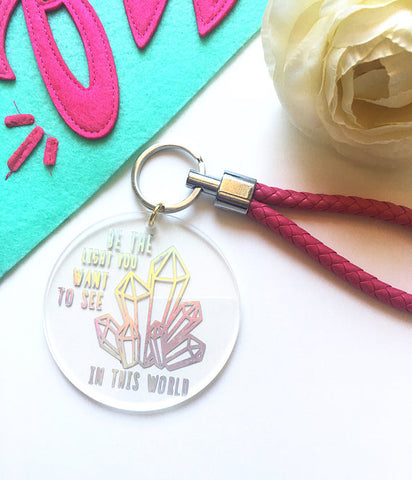The Golden Type "Be The Light" Crystal Cluster Keychain