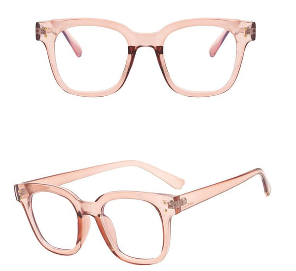 Thick Blush Square Blue Light Blocker Glasses
