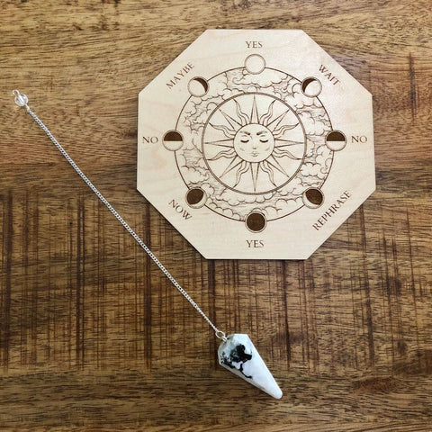 Moonstone Pendulum w/ Wooden Pendulum Moon Board