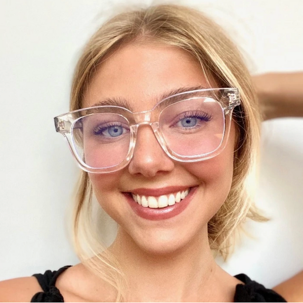 Thick Blush Square Blue Light Blocker Glasses