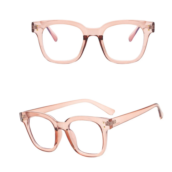 Thick Blush Square Blue Light Blocker Glasses