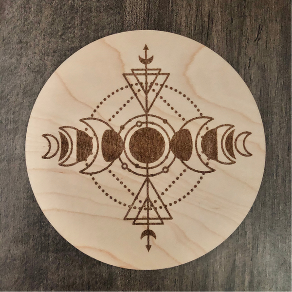 Moon Child 5" Maple Wood Crystal Grid | Sacred Geometry