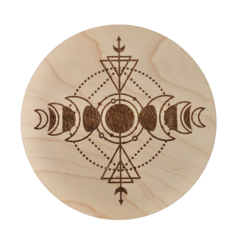 Moon Child 5" Maple Wood Crystal Grid | Sacred Geometry