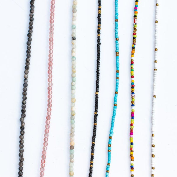 Pretty Simple Beaded Face Mask Chain Necklace/ Lanyard-White and Gold Beaded Chain