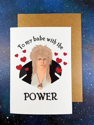 The Red Swan "Babe With The Power" Goblin King from The Labyrinth Greeting Card