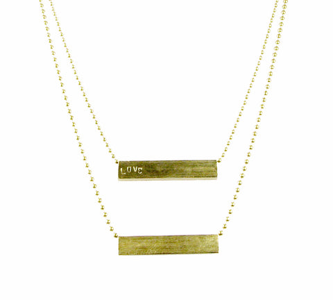 JENOWADE 'Bar' Love Stamped Necklace