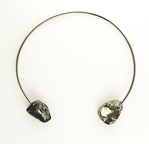 SERAPHINE DESIGN "PYRITE" Rhodium Collar Necklace
