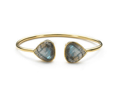 MARGARET ELIZABETH Labradorite Teardrop Open Cuff Bracelet